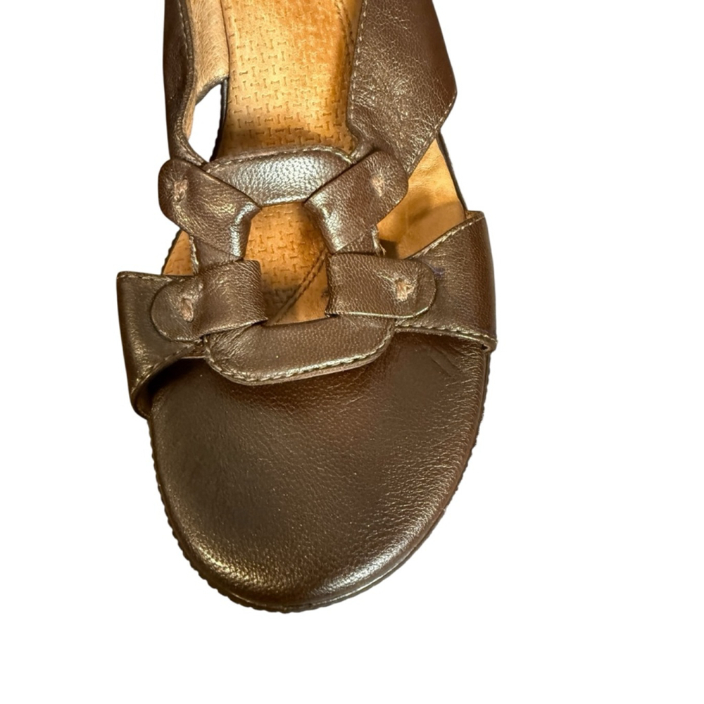 Clarks Brown Leather Heel Sandals Size 8.5M - Picture 7 of 11